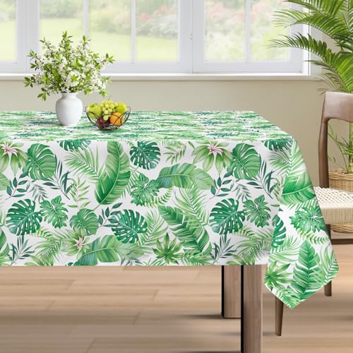 hometrixx Nappe Rectangulaire Anti Tache Tropical Feuilles de Palmier Nappe de Table Hawaï Été Lavable Imperméable Polyester pour Salle à Manger Jardin...