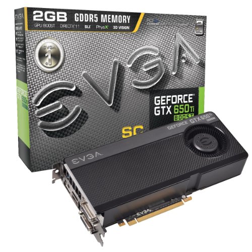 EVGA GeForce GTX650Ti Boost SuperClocked 2GB GDDR5 192bit, Dual-Link DVI-I, DVI-D, HDMI,DP, SLI Ready Graphics Card