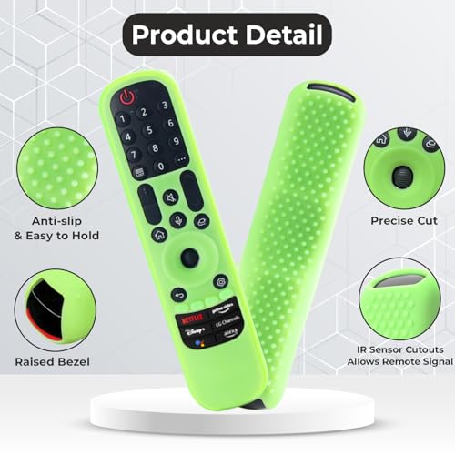 Image of TECHONTO Silicone LG Remote Control Cover- Protective Case with Non-Slip Grip, Shockproof & Dustproof Sleeve- Compatible with MR21GA(2021), MR22GA(2022), MR23GA(2023) [Remote NOT Included]- Neon