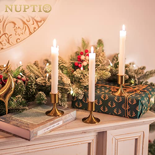 Nuptio Candle Sticks Candle Holder Gold Candlestick Holders 4 Pcs Short Metal Taper Candle Holders Vintage Candle Stand Table Centerpieces For Thanksgiving Christmas Wedding Party Home Holiday Decor thumb #2