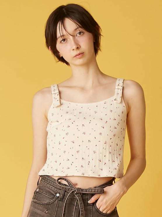 Amazon.co.jp: [ファーファー] ミニフラワープリントタンクトップ
