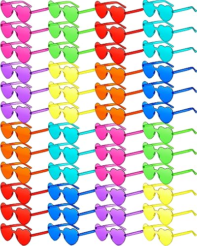 Sherr 48 Pairs Rimless Sunglasses Neon Party Supplies Colorful Glasses Plastic Sunglasses for Women Men Party Favor