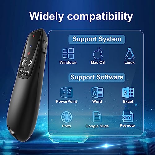 wireless presentation clicker powerpoint presenter remote  usb type c clicker with red laser pointer long range ppt control -power point google slide advancer for mac laptop pc computer keynote