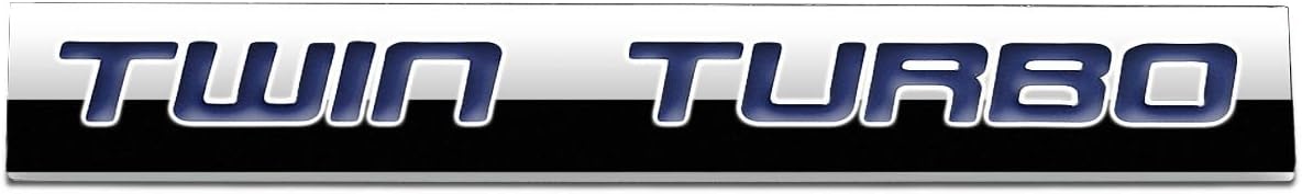 Blue Letter Twin Turbo Logo Metal Decal Emblem