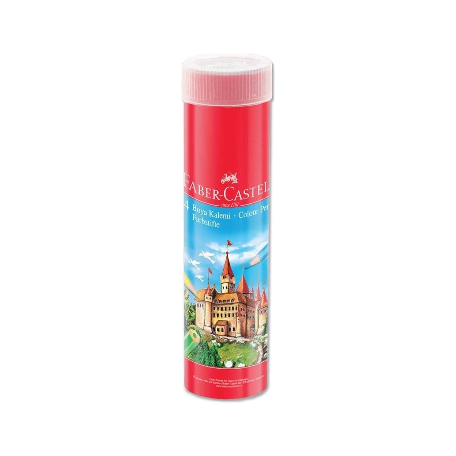 Faber-Castell Kuru Boya Kalemi, Kırmızı Metal Tüp Kutu, 24…
