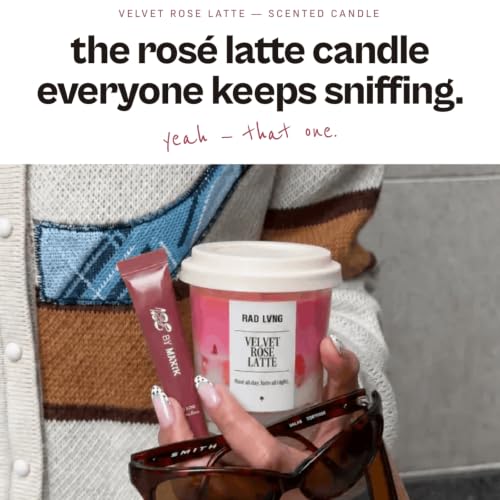 Image of RAD LVNG Velvet Rose Latte Grande | 350g Soy Wax Scented Candle | 45hr+ Burn | Silicone Lid | Hand-Poured | Rose, Vanilla, Gourmand | Gifting & Home Decor
