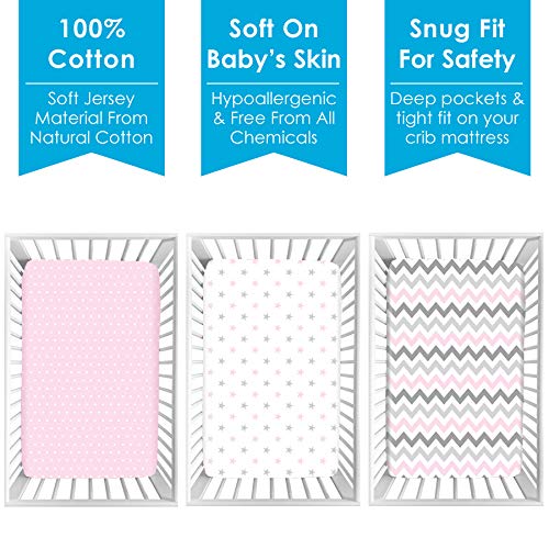 Playard Sheets 3 Pack | Pack n Play Sheet | 100% Cotton, Jersey Soft | Boy Crib Sheets Girl | Pack and Play Sheets | Baby Shower Registry Gift Size: Fitted Sheet for playard or Pack n Play