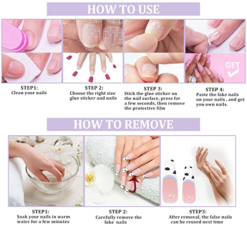 Press On Nails 24 Pcs Long Coffin Fake Nails Glue On Nails For Women Girls Teens With Glue Sticker And Nails File, White Edged Gold Foil Petals False Nails #TOP5
