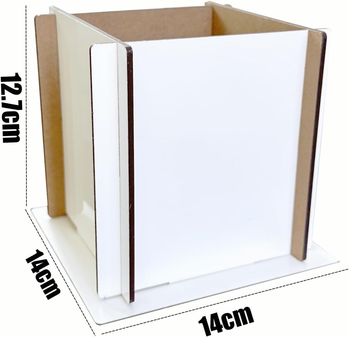 HAN SHENG Wooden Hardboard Sublimation Blanks Flower Pot Decor Handmade Outdoor Indoor Flower Pot Picture Frame Ornaments for Tabletop Home Decor Flower Decor (5.51''x5.51''x5'')