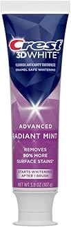 Crest, 3D White, Fluoride Anticavity Toothpaste, Radiant Mint, 2 Pack, 3.8 oz (107 g) Each