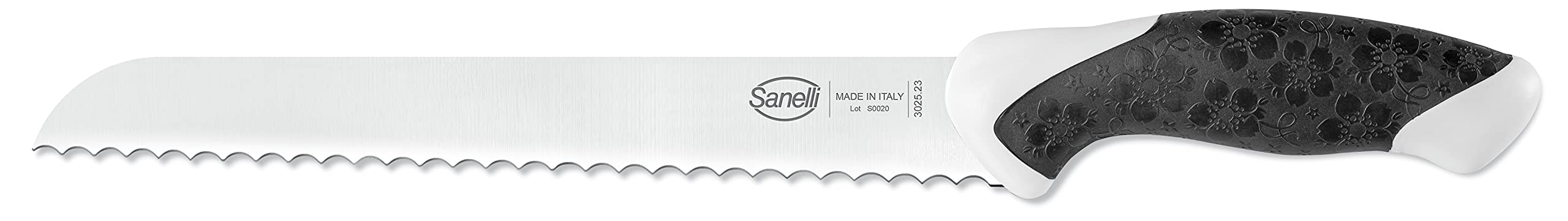 Sanelli Sakura Coltello Pane 23 cm., Acciaio Inossidabile, Nero/Bianco