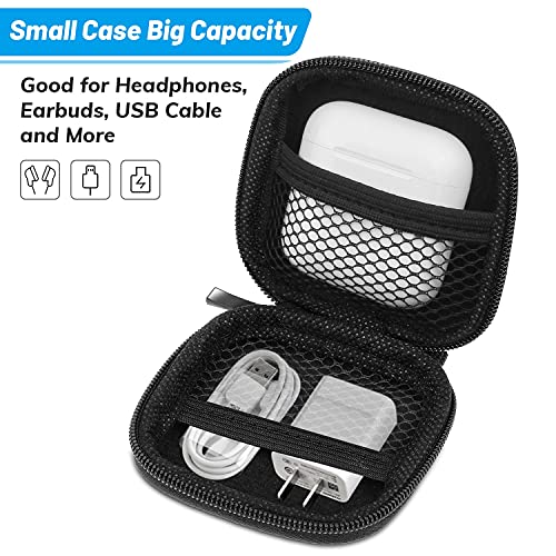 Earbud Case, Cridoz Earphone Case Headphone Eva Earbud Holder With Stainless Steel Carabiner Cell Phone Accessories Organizer Mini Earbud Pouch For Wireless Earbuds, Bluetooth Headset, Sd Memory Card #TOP1