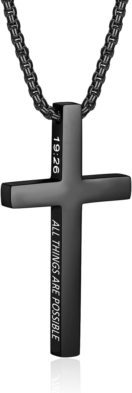 ZRAY Cross Necklace for Men Inspirational Bible Verse Cross Pendant Stainless Steel Cross Chain 22+2inch Christian Jewelry Meaningful Religious Gift for Boys