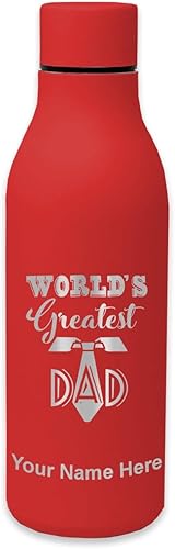 Miniatura 8 de LaserGram Botella de agua de acero inoxidable de doble pared, el mejor papá del mundo, grabado personalizado incluido Morado oscuro,Negro,Azul