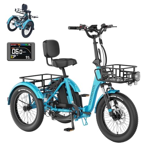 MOONCOOL Electric Trike, Electric Tricycle for Adults, 20" Folding 3