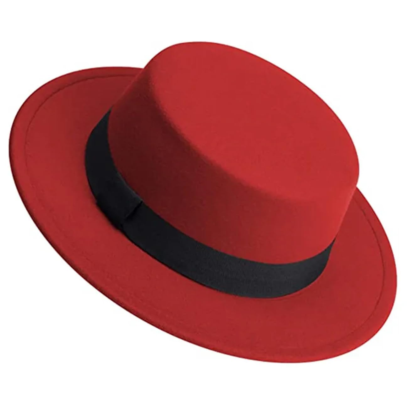 Cappello Fedora da uomo e da donna, cappello piatto in feltro, a tesa larga, in lana, stile jazz, panama