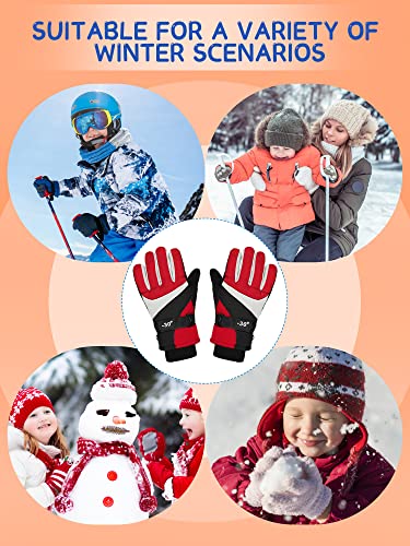 Hicarer 3 Pairs Kids Winter Gloves Waterproof Snow Ski Gloves Windproof Warm Unisex Thermal Snow Mitten For Cold Weather Girls Boys (Rosy, Royal Blue, Red, 8-11 Years) #TOP6