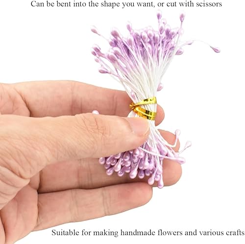 Miniatura 163 de HAHIYO 700 piezas de 0.118 in de perla amarilla de doble cabeza de estambres de flores Pistilo hecho a mano, flores artificiales para flore Amarillo