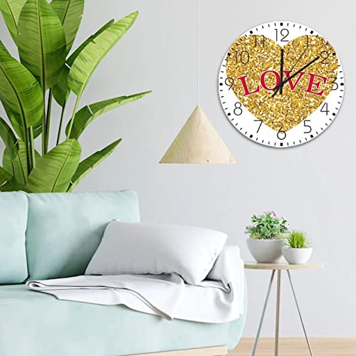 Horloge en bois cœur doré cadeau de Saint-Valentin pour maison - 5