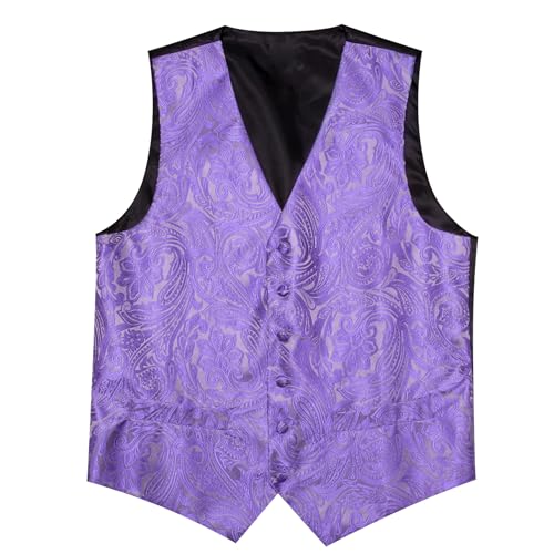 Image of Barry.Wang Men's Suit Vest Formal /Leisure Paisley Jacquard Silk Tie Pocket Square Waistcoat Set Wedding 5PCS
