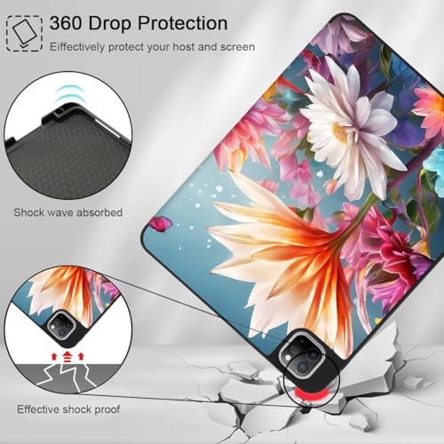 Tuiklo for iPad Pro 12.9 inch 6th / 5th / 4th / 3rd Generation 2022 2021 2020 2018 Release Case- Built in Pencil Holder Slim Protective Cover with Auto Wake/Sleep, Multicolored Floral by Tuiklol - Image 5