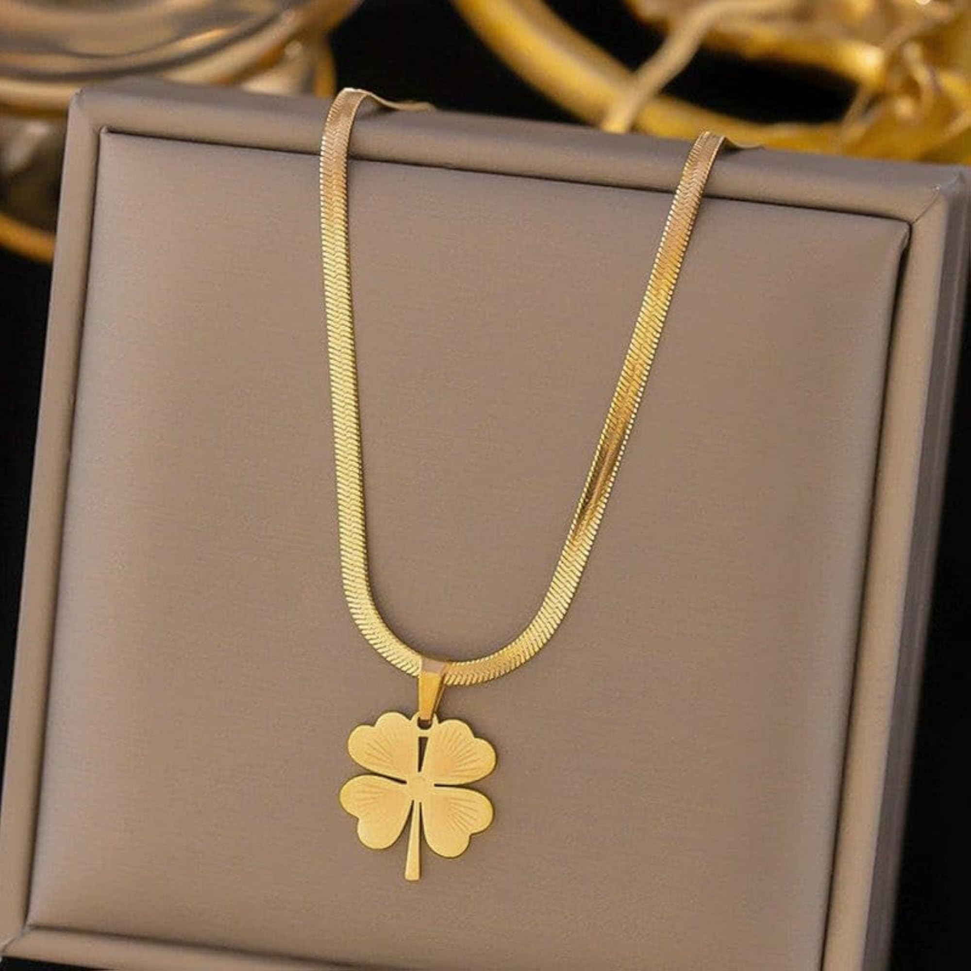 Women's Gold-Tone Four Leaf Clover Pendant Necklace, Lucky Charm