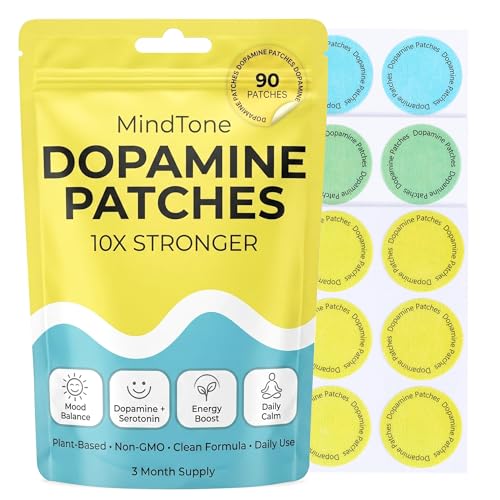 MindTone Dopamine Patches Extra Strength 90 Count Plant-Based Non-GMO Mood Support & Energy Patch Dopamine & Serotonin Balance Mood Balance Patch for Women & Men 3 Month Supply