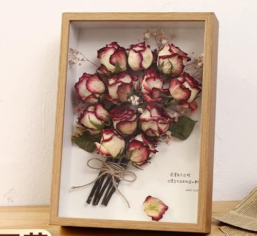 Shadow Box Display Case,1.2" Deep Wooden Picture Frame For Dried Flowers,Display Pictures 4X6 With Mat Or 5X7 Without Mat For Memorabilia Photos Bottle Caps Medals(Wood Color-5X7) #TOP4