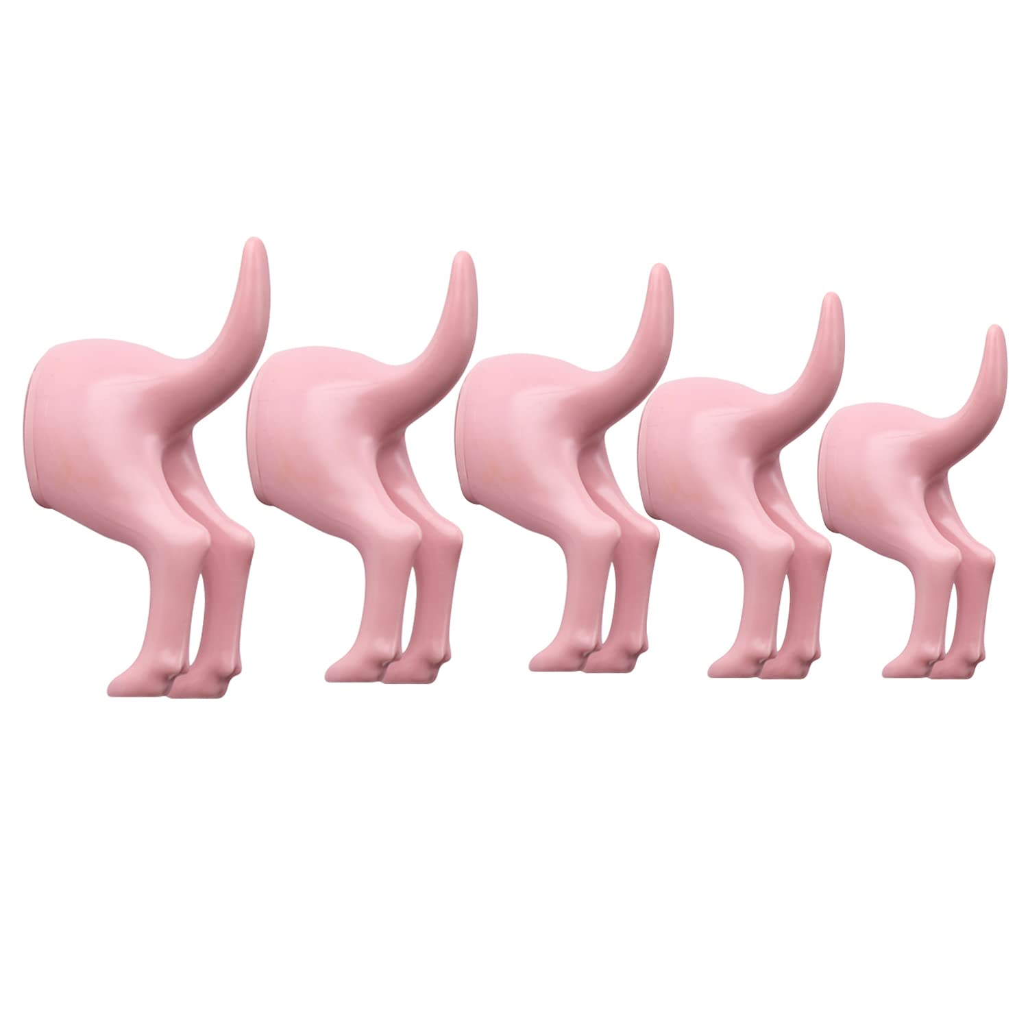 CRSWHA Dog Tail Wall Hooks,5 Pack Plastic Dog Butt Hook for Leash, Decorative Wall-Mounted Coat Hanger Hooks for Entryway,Cute Wall Pegs for Hanging Towels,Bags,Purse,Key(Pink)