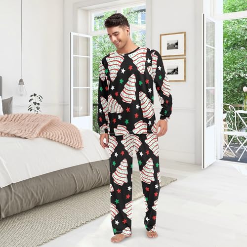 Couples Matching Pajamas Set Christmas Tree Cakes Pajama Set for Men & Women Long Sleeve Sleepwear with Pockets4