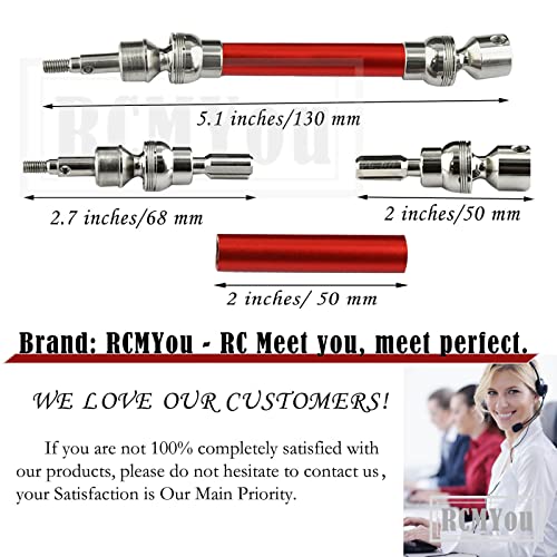 RCMYou Drive Shaft CVD Axles for 1/10 Big Rock V3 3S BLX 4x4 4WD,4Pcs RC Upgrades Parts,Front Rear Driveshafts for New Big Rock V3,RC Car Model #ARA4312V3,Red (More Power) - Thumbnail 7