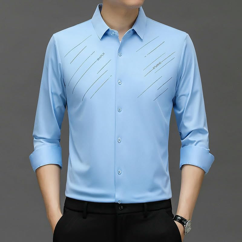 Chemise élastique homme manches longues style coréen décontractée chic - 3