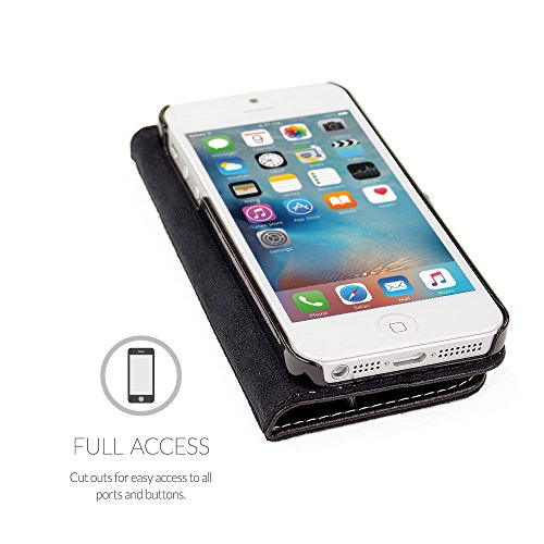 Snugg Iphone 5 / 5S Case, Black Leather Iphone 5/5S Flip Case Premium Wallet Phone Cover With Card Slots For Apple Iphone 5 / 5S #TOP2