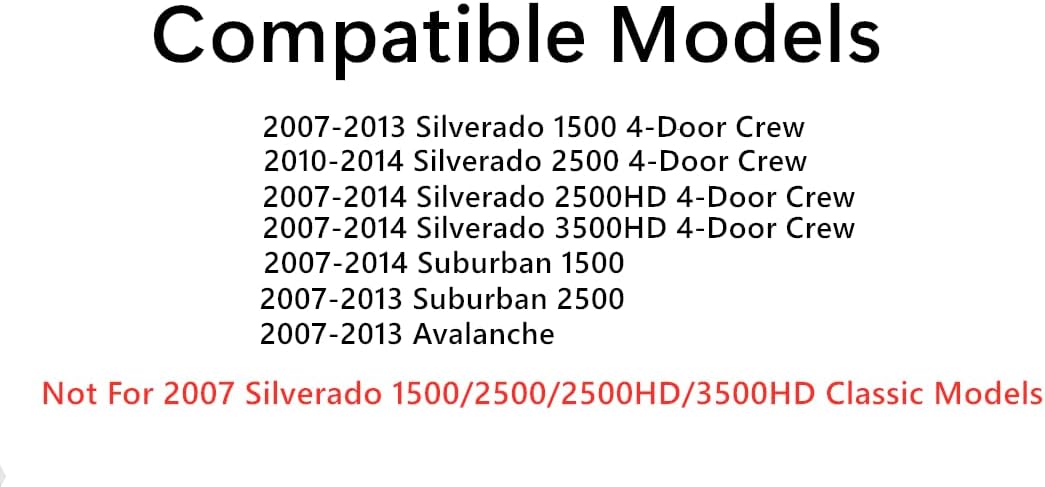 Driver Left Side Rear Door Window Glass Compatible with Chevrolet Silverado 1500 / Avalanche 2007-2013 Models & Silverado 2500 Silverado 3500 Suburban 2007-2014 4-Door Models (Not For Classic)