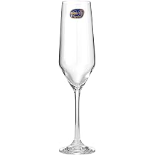 Crystalex Bohemia 7.3 Oz 220 ml Crystal Clear Classic JANE Champagne Flutes, Crystal Glass Flutes, Set of 6
