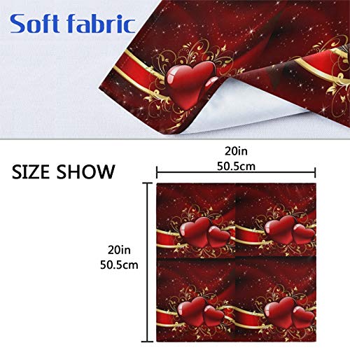 Pfrewn Valentines Day Cloth Napkins Set Of 6, Red Heart Mothers Day Dinner Napkins Solid Washable Reusable Polyester Table Napkins Oversized 20"X20" With Hemmed Edges For Home Weeding Decoration #TOP6