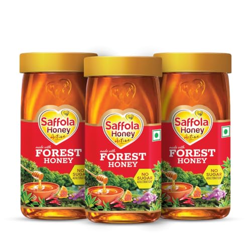 Saffola Honey Active, 500g, Made with Sundarban Forest Honey, 100% Pure Honey, No sugar adulteration, Natural Immunity booster (Pack of 3)