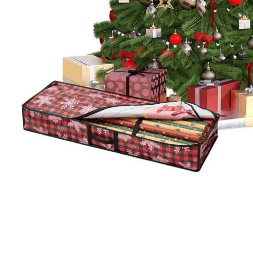 Soporte para papel de regalo, bolsas grandes con asa, bolsa de almacenamiento de papel de regalo con bolsillos interiores, para debajo de la cama, sótano, garaje, armario, dormitorio, ático, hogar