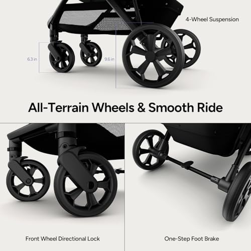 Image of Mompush Wiz Pro 2-in-1 Baby Stroller, Full-Size All-Terrain Premium Stroller with Newborn Mode and Reversible Seat, Snack Tray Included, Large UPF 50+ Canopy & Storage Basket