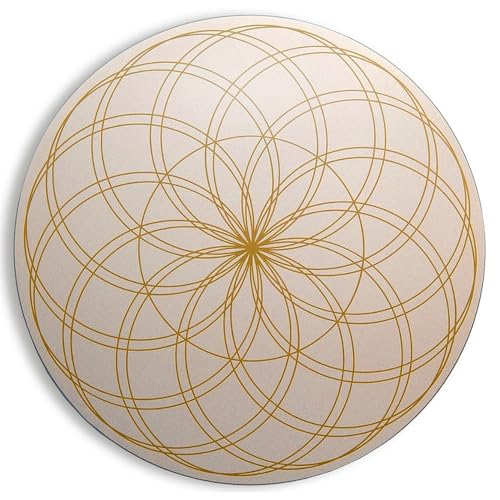 harmonei® Untersetzer Blume des Lebens Gold - Energetisierung von Lebensmitteln - 21 cm Durchmesser klein und rund – 1,5 mm dick und pflegeleicht – Deko für Zuhause