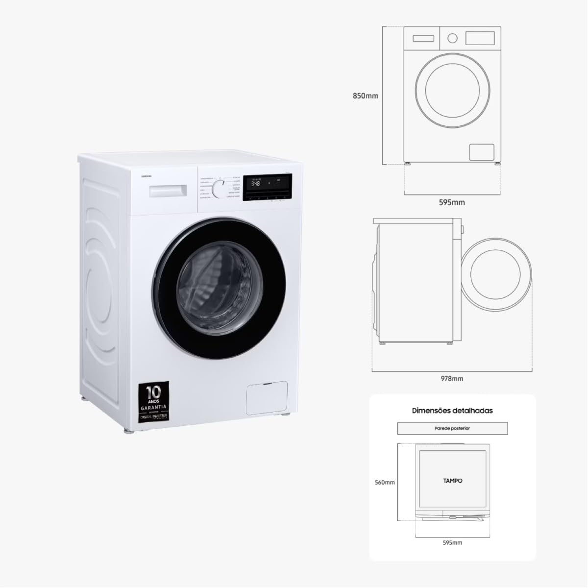 Lavadora Samsung 8Kg 1400RPM blanca - WW80FG3M05AW