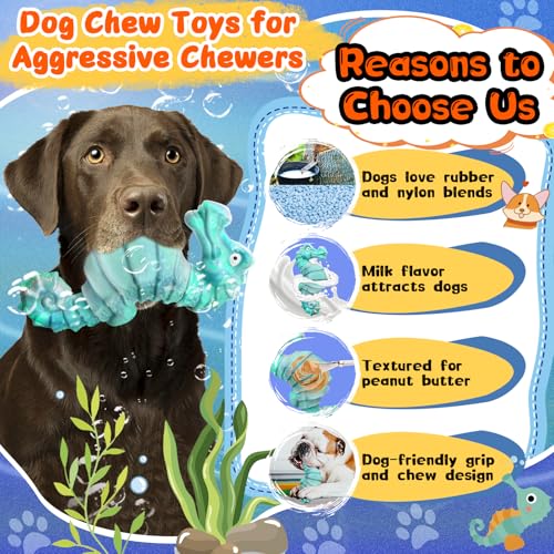 Image of Jeefome Dog Chew Toys for Aggressive Chewers: Tough DogToys for Large Dogs -Indestructible Toys for All Breeds-Squeaky Dog Toys for Aggressive Chewers /Super Chewers /Heavy Duty