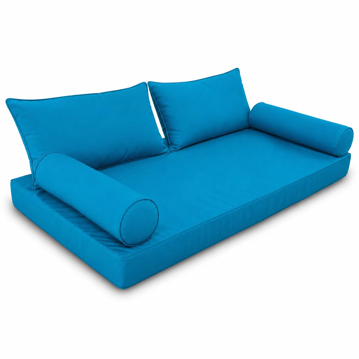Outdoor Daybed Cushion Cover Twin,Daybed Mattress Bolster Pillow Fitted Sheet Cover,Twin Size Outdoor Daybed Cushion Covers (Light Blue Tonal Piping, 75 * 39 * 6in)
