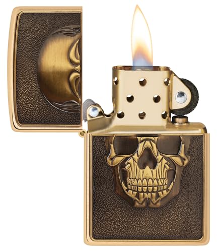 Encendedor Zippo Brushed Brass diseño calavera miniatura 3