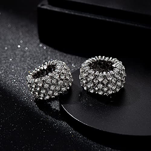 Colourful Crystal Adjustable Stretch Rings For Women Girl Finger Accessories Jewelry Elastic Rings (Clear Crystal Silver Plated), 0.47 X 0.98 In #TOP4