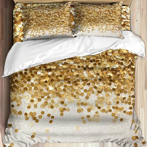 Housse de couette 200x200 microfibre anti-plis parure lit paillettes - 3