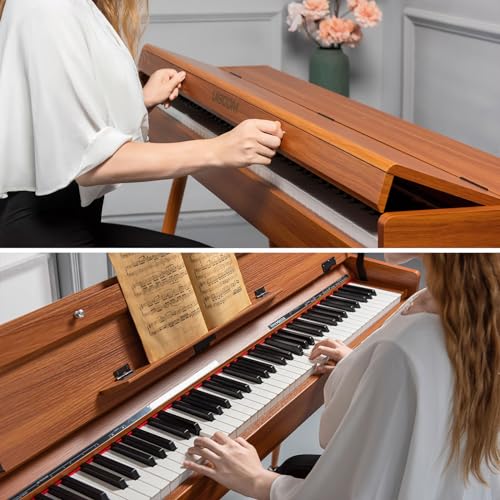 UISCOM 88 Key Weighted Digital Piano - Wooden Desk Electric Piano Transforms Between Desk and Vanity - Progressive Hammer-Action Keyboard, Perfect for Beginners with MIDI Functionality - Thumbnail 5