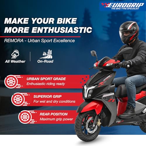 Image of Eurogrip Tyres | 100 /80-12 56L ATT 455F REMORA Tubeless | Tyre for Front | Manufacturing Year: 2025