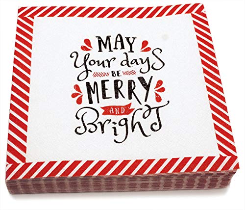 Xmas Paper Napkins, Festive, Cute & Fun Merry Christmas Quote Napkins: Funny Saying Recycled Napkins Decorative Disposable Holiday Dinner, Lunch/Luncheon, Buffet Party 40 Ct 6.5 Square – Image 3