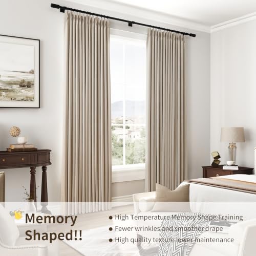 Joywell 100% Blackout Linen Pinch Pleated Curtains 96 Inch Long Sand Beige by Joywell - Used condition - Image 4